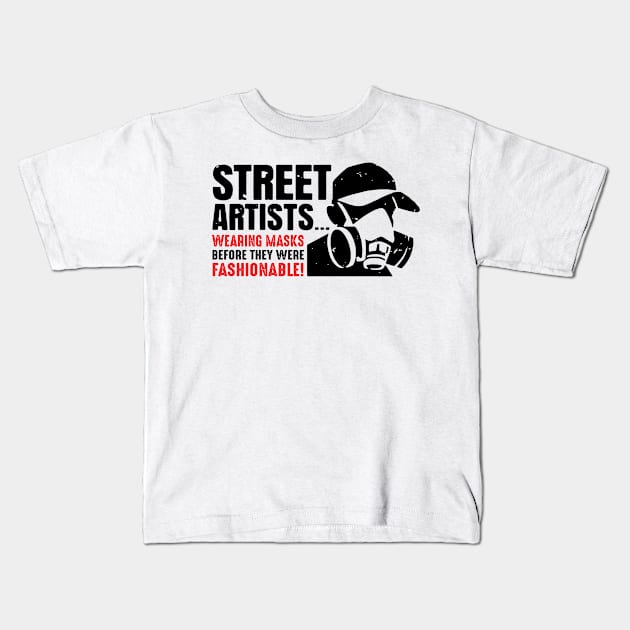 Street artists wearing masks before they were fashionable Kids T-Shirt by Fomah